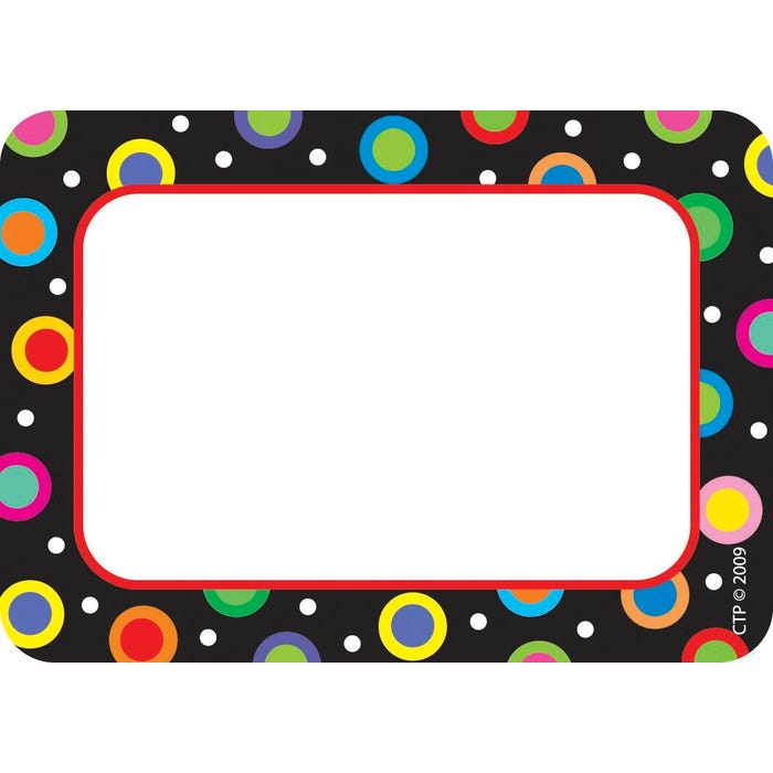 Creative Teaching Press Dots on Black Name Tags, 3-1/2 x 2-1/2 Inches, Pack of 36
