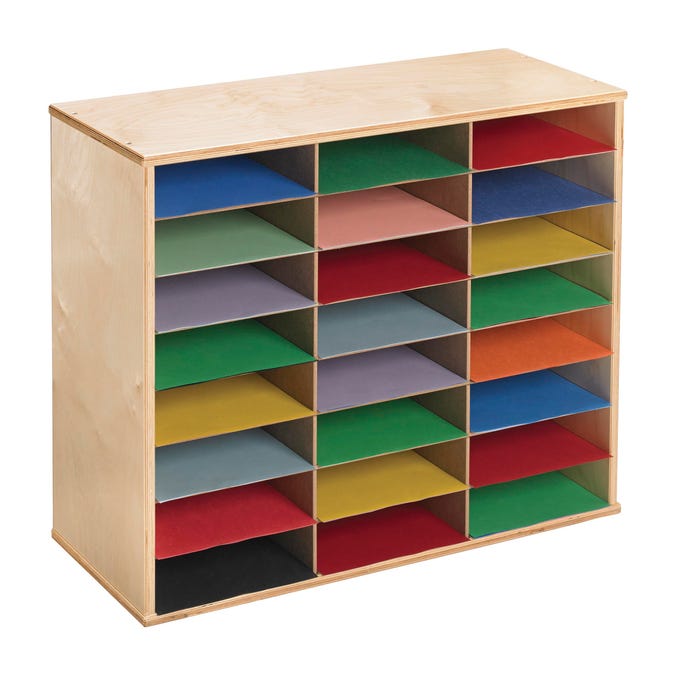 Classroom Select Storage Organizer, 24 Shelves, 29 x 12 x 24 Inches, Natural Wood Exterior