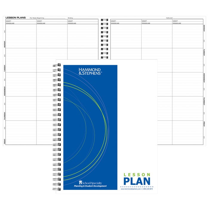Hammond & Stephens 6-Subject Lesson Plan Book, 8-1/2 x 11 Inches, 40 Week, Green/ Blue