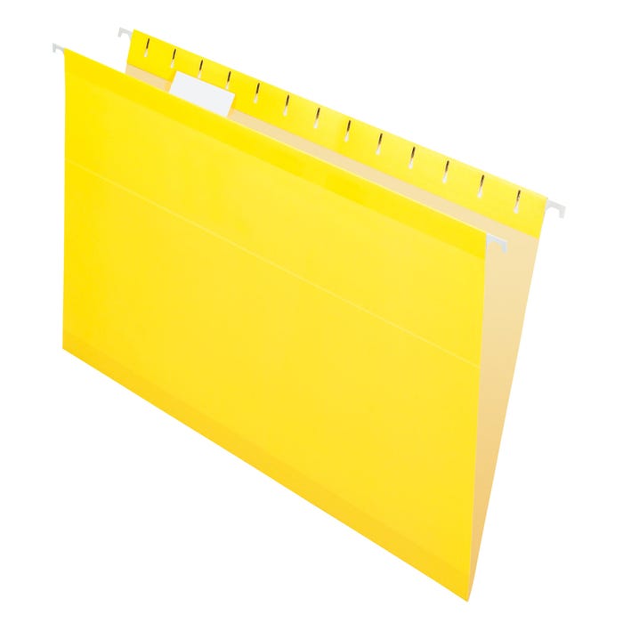 Pendaflex Reinforced Hanging Folders, Legal Size, Yellow, 1/5 Cut, Box of 25