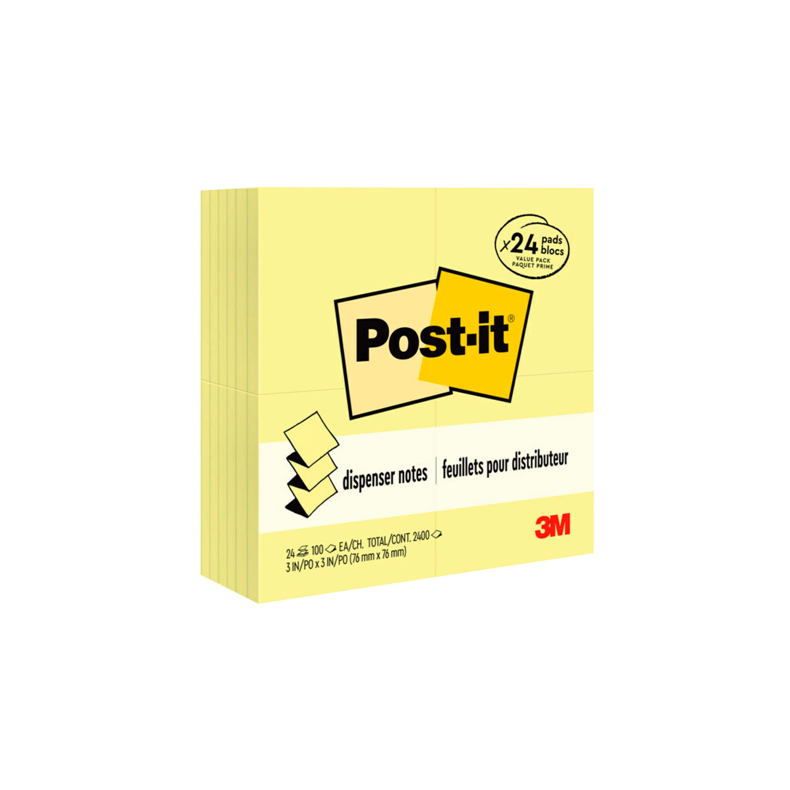 Post-it Pop-Up Notes, 3 x 3 Inches, Canary Yellow, 24 Pads with 100 Sheets Each, Item Number 1301248