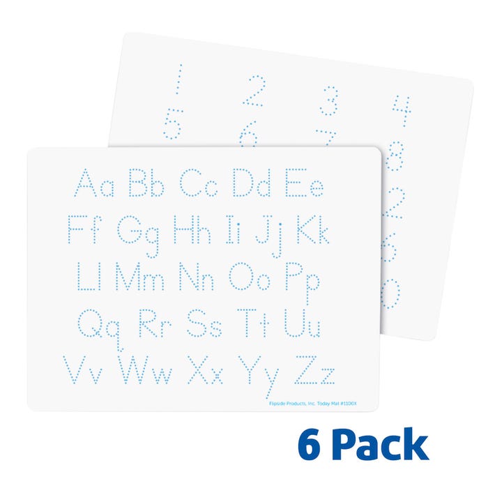 Flipside Letter and Number Dry-Erase Learning Mats, 9 x 12 Inches, Set of 6