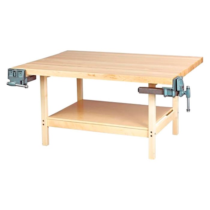 Diversified Woodcrafts 2 Station Workbench with 2 Vises, 64 x 28 x 31-1/4 Inches, Maple