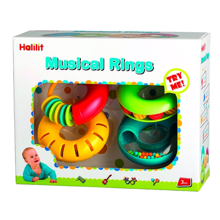 Edushape Musical Rings, Assorted Sounds and Colors, Set of 4