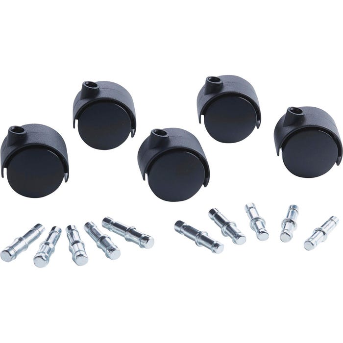 Master Caster Duet Carpet Caster Set, Black, 2 Dia inch, Set of 5