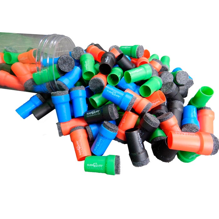 KleenSlate Large Dry Erase Caps for Dry Erase Markers, Assorted Colors, Set of 100