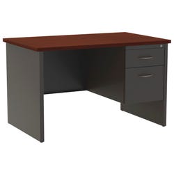 Lorell Mahogany Laminate/Charcoal Modular Desking, Right Pedestal Desk, 48 x 30 Inches, Mahogany/Charcoal