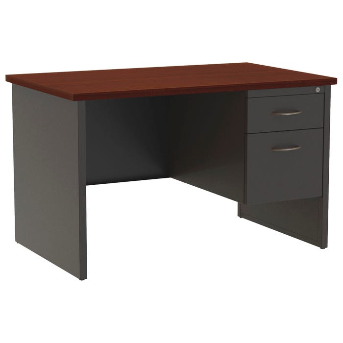 Lorell Mahogany Laminate/Charcoal Modular Desking, Right Pedestal Desk, 48 x 30 Inches, Mahogany/Charcoal