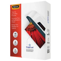 Fellowes Laminating Pouches, 9 x 11-1/2 Inches, 5 mil Thickness, Pack of 100, Item Number 1601214