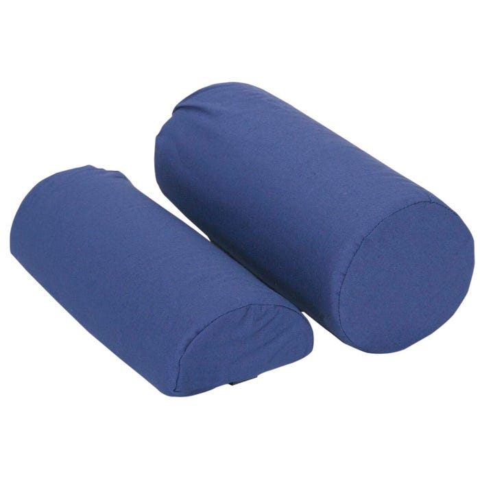 Roll Pillow - Full Round, with removable navy blue cotton/poly cover, 10-3/4 x 4-3/4 Inches