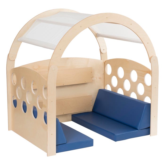 Childcraft Reading Nook, Beige Mesh/Blue Canopy with Blue Cushions, 49-1/2 x 37 x 50 Inches, Item Number 2005818
