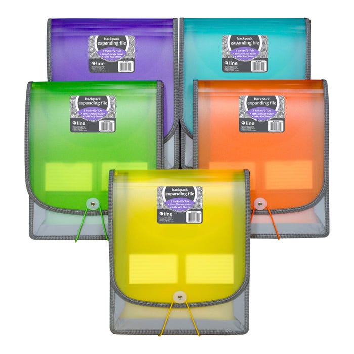 C-Line Vertical Backpack File, Letter Size, 7-Pocket, Assorted Colors, Colors May Vary