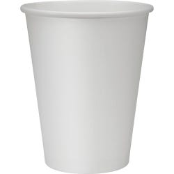 Genuine Joe Disposable Single Wall Hot Cup, 12 oz, Polyurethane Lined/100% Virgin, White, Pack of 50
