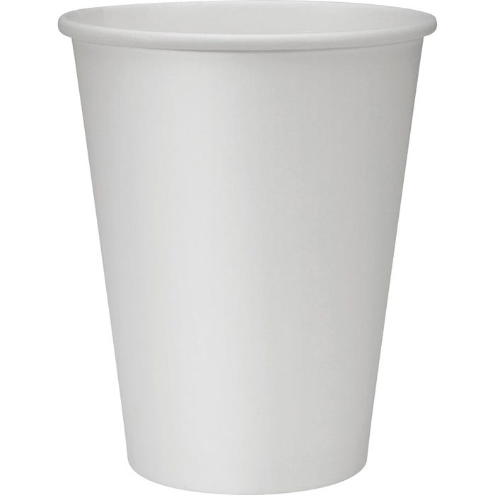 Genuine Joe Disposable Single Wall Hot Cup, 12 oz, Polyurethane Lined/100% Virgin, White, Pack of 50
