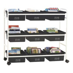 Copernicus Book Browser Cart with Plastic Tubs, 40-1/2 x 15-3/4 x 36-1/2 Inches, Item Number 2096434