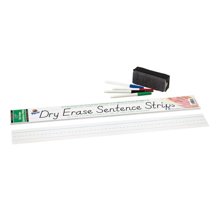 Pacon Dry Erase Sentence Strips, 3 x 24 Inches, White, Pack of 30