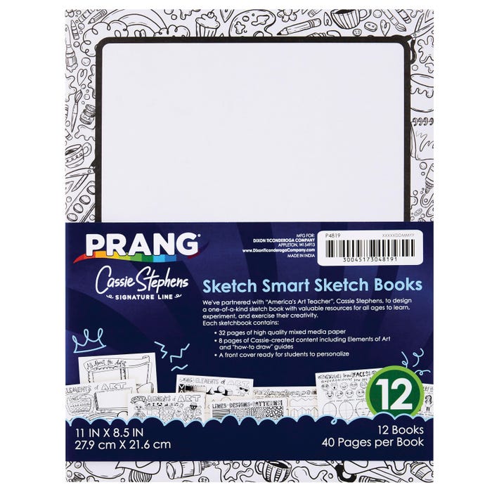 Prang Sketch Smart Sketch Book, White, 11 x 8-1/2 Inches, 40 Sheets