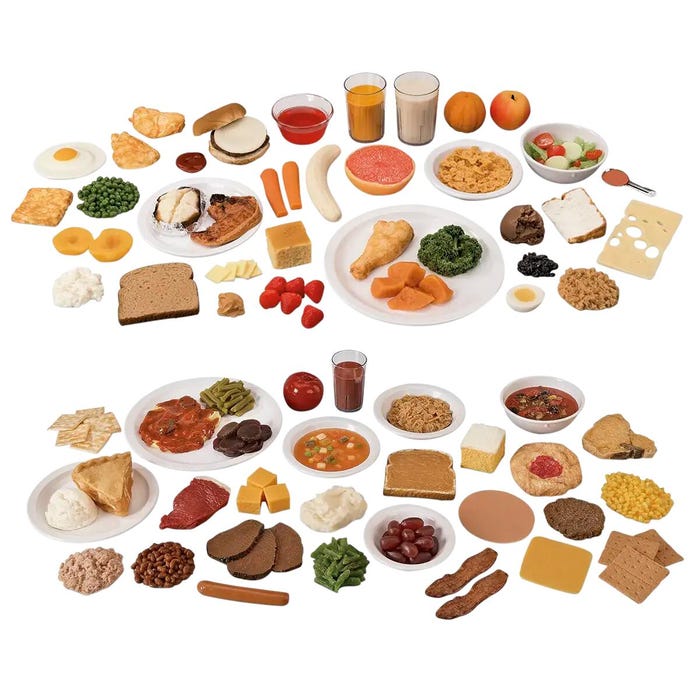 Nasco Healthcare Combined Food Replica Packages 1 and 2, Set of 67
