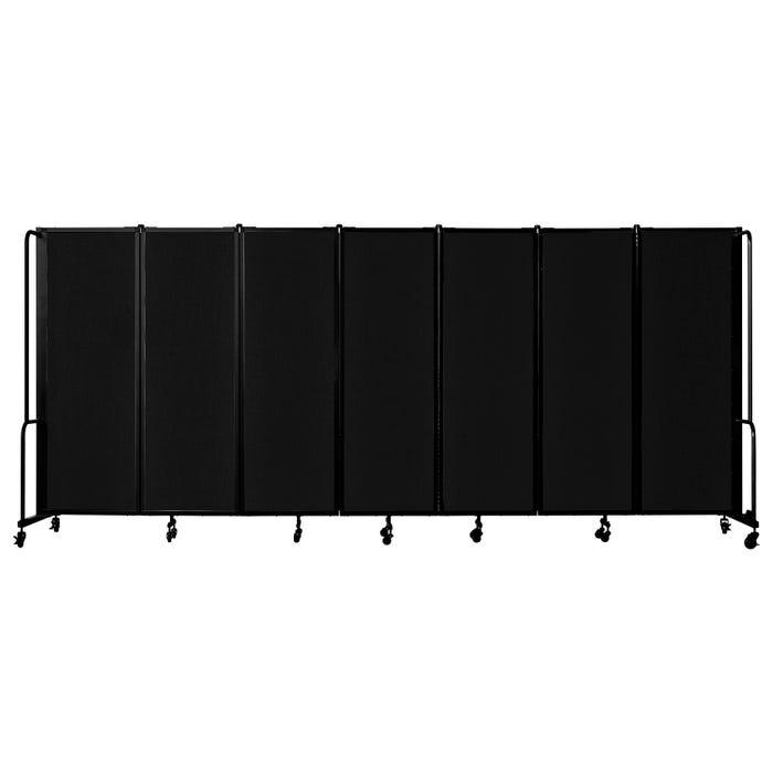 NPS® Room Divider, 6' Height, 7 Panels, Black PET Material, Black Frame