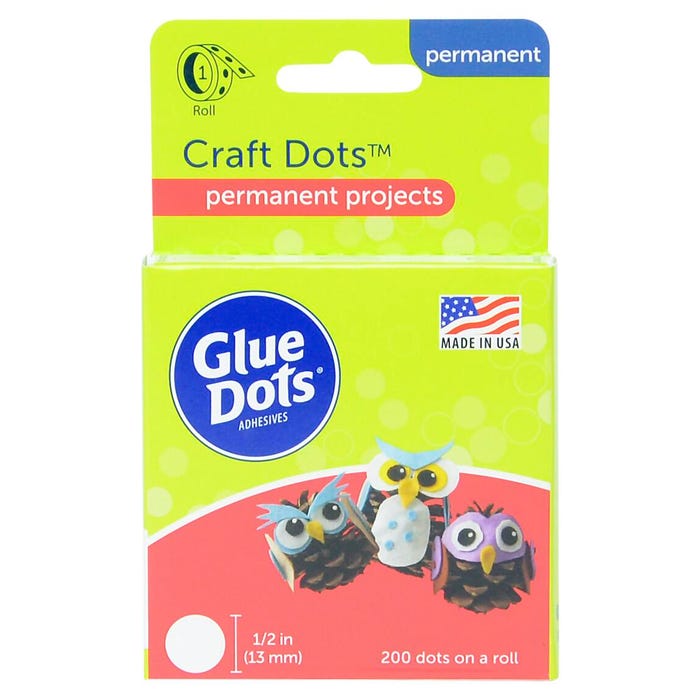 Glue Dots Craft Dots Adhesive, 1/2 Inch, Clear, Roll of 200