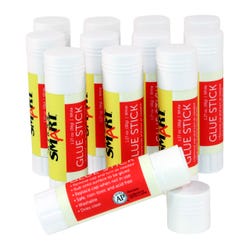 School Smart Glue Sticks, 1.27 Ounces, White and Dries Clear, Pack of 12 2124042