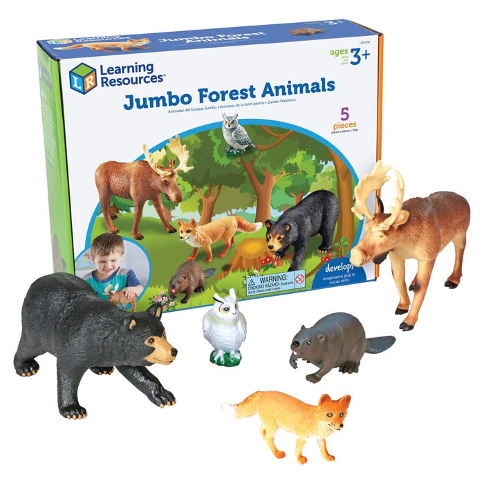 Learning Resources Assorted Jumbo Forest Animals, Set of 5