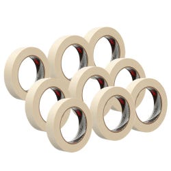 3M General Use Masking Tape, 1 Inch x 60 Yards, Tan, Pack of 9