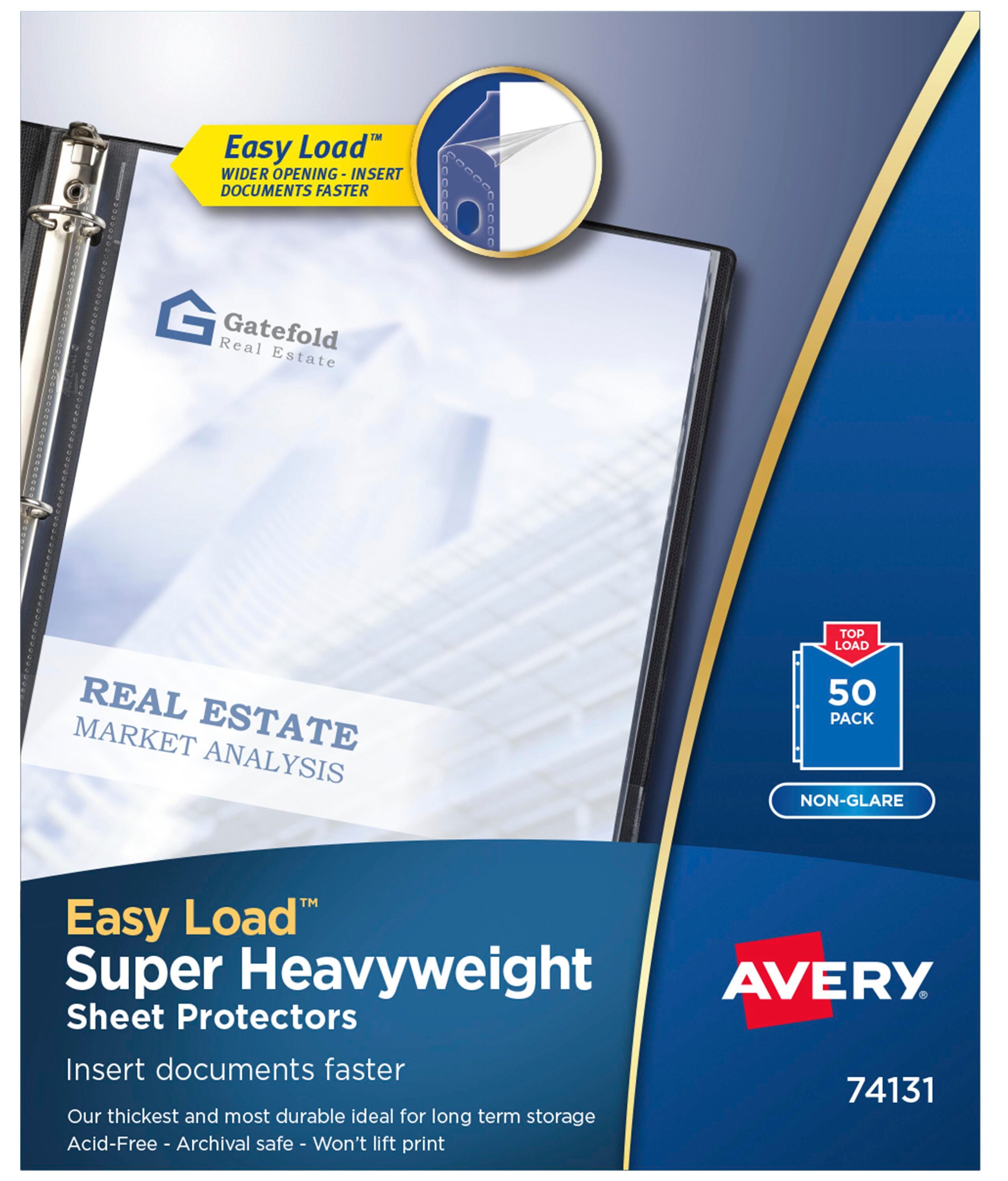 Avery Super Heavyweight Sheet Protectors, 8-1/2 x 11 Inches, Non-Glare, Pack of 50 1118312