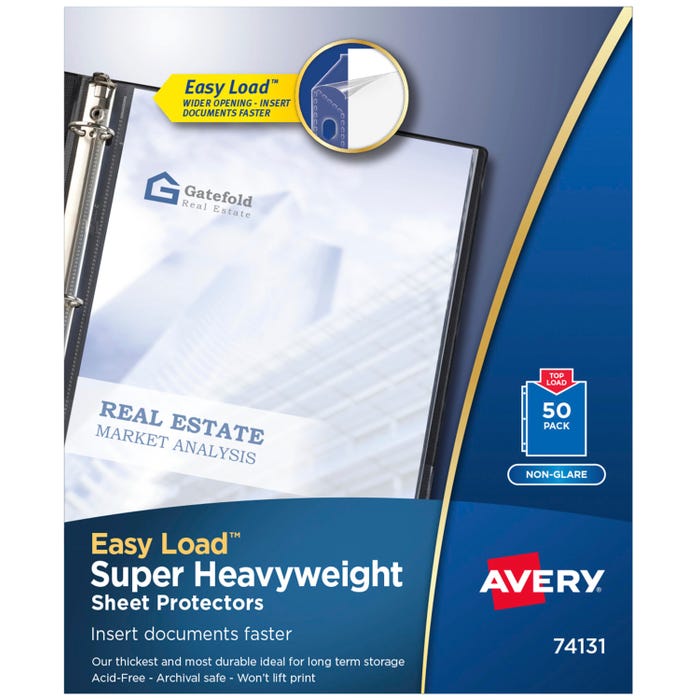 Avery Super Heavyweight Sheet Protectors, 8-1/2 x 11 Inches, Non-Glare, Pack of 50