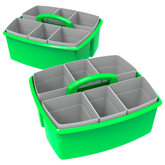 Storex Large Caddy with Sorting Cups, 13 x 11 x 6-3/8 Inches, Green, Pack of 2