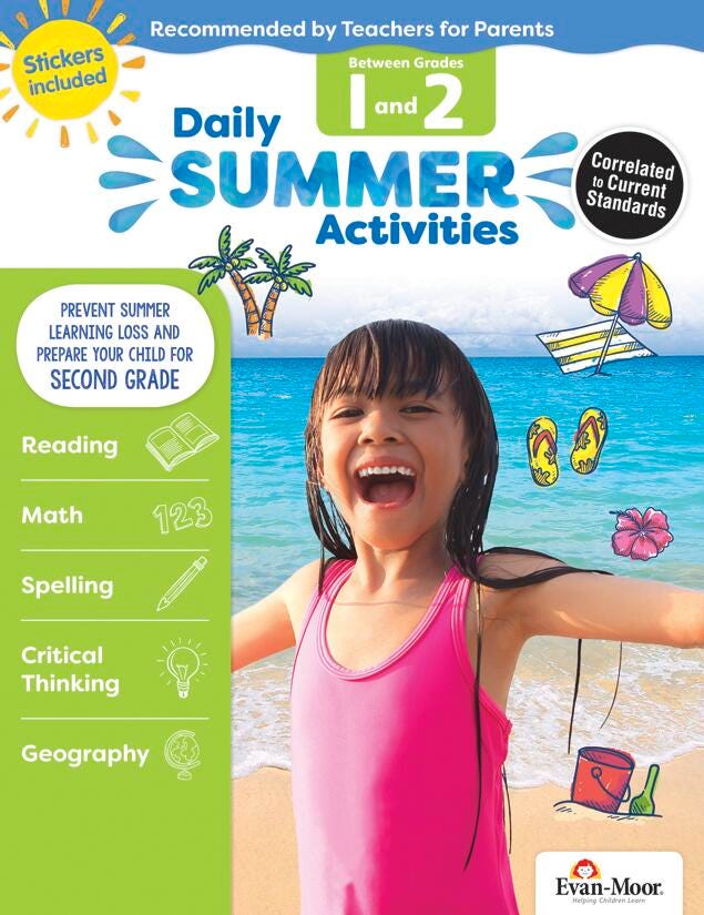 Image for Evan-Moor Daily Summer Activities Workbook, 144 Pages, Grades 1 to 2 from School Specialty
