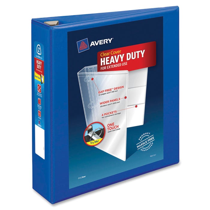 Avery DuraHinge Heavy Duty View Binder, 2 Inch, EZD Ring, Pacific Blue