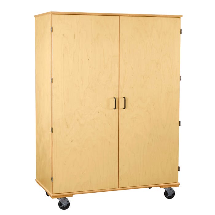 Classroom Select Large Mobile Divided Adjustable Shelf Storage, 10 Shelves, 48 x 24 x 67 Inches, Birch