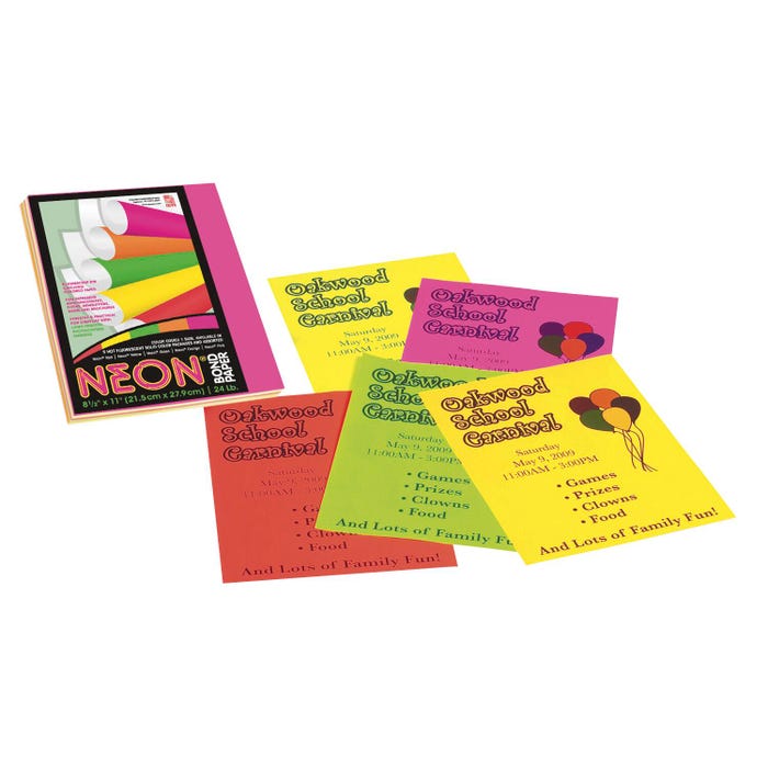 Pacon Neon Multi-Purpose Paper, 8-1/2 x 11 Inches, 24 lb, Assorted Neon Colors, Pack of 100