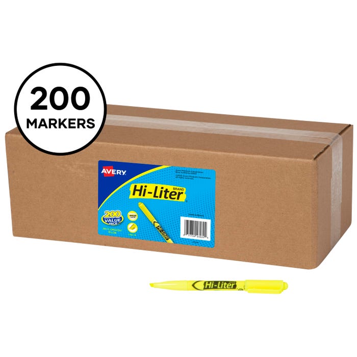 Avery Hi-Liter Highlighter Value Pack, Pen Style, Pack of 200