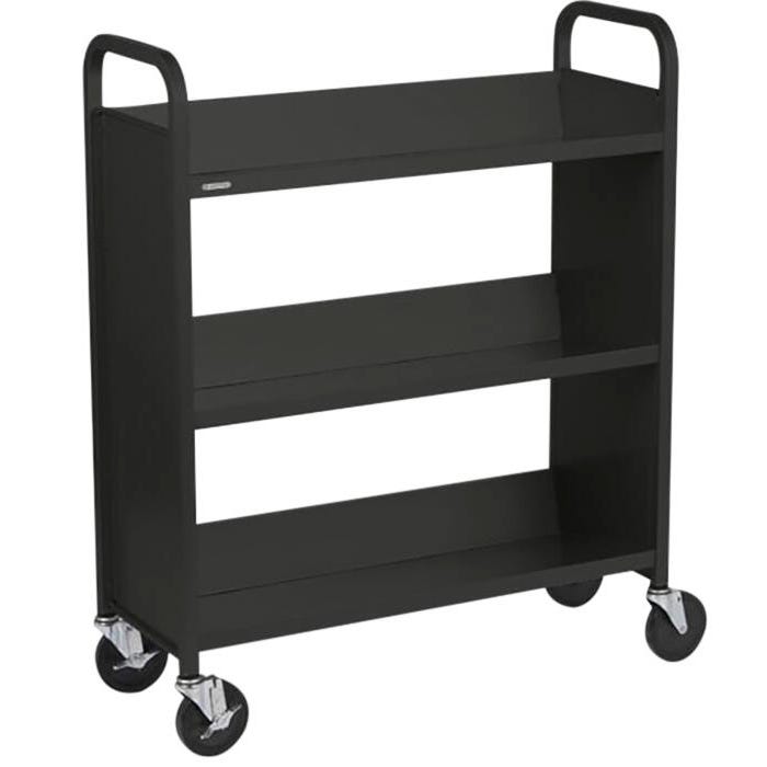 Bretford Single Sided Steel Book Cart Utility Truck, 3 Shelves, 36 x 14 x 43 Inches