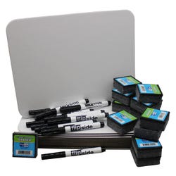 Flipside Magnetic Dry Erase Boards Classroom Set with Pens and Erasers, 9 x 12 Inches, Set of 36 Pieces 1530595
