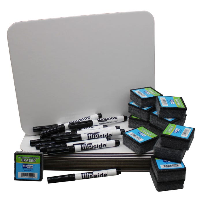 Flipside Magnetic Dry Erase Boards Classroom Set with Pens and Erasers, 9 x 12 Inches, Set of 36 Pieces