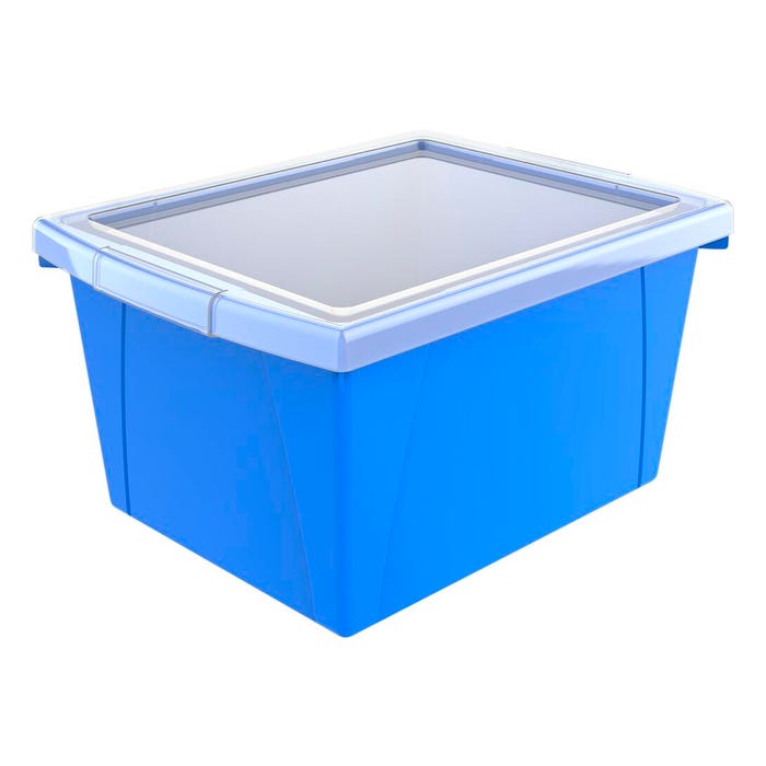 Storex Classroom Storage Bin with Lid, 4 Gallon, 13-5/8 x 11-1/4 x 7-7/8 Inches, Blue