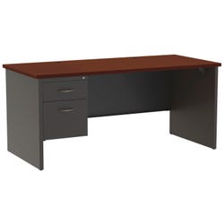 Lorell Mahogany Laminate/Charcoal Modular Desking, Left Pedestal Desk, 66 x 30 Inches, Mahogany/Charcoal