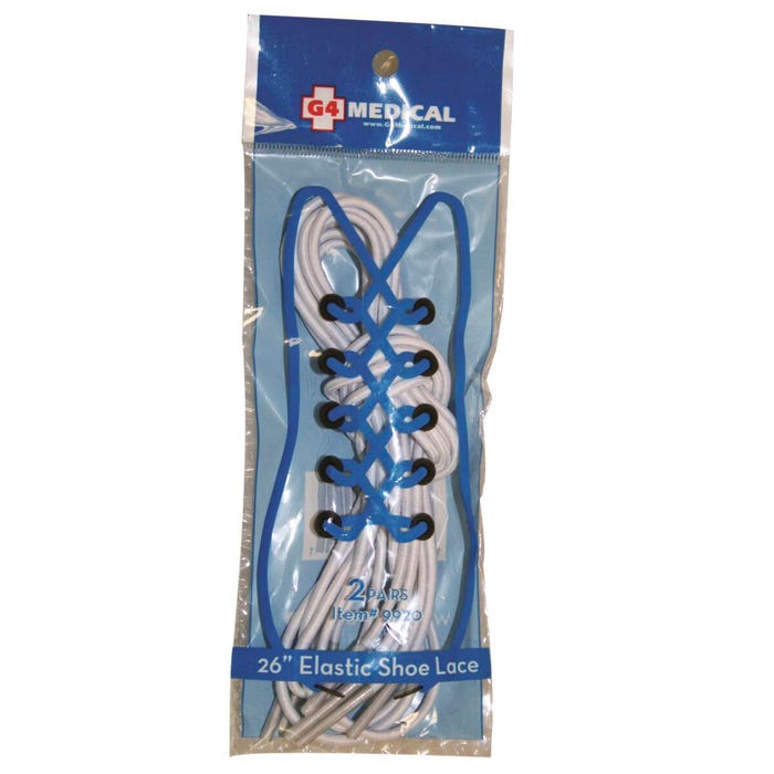 Elastic Shoe Laces, White, 2 Pair