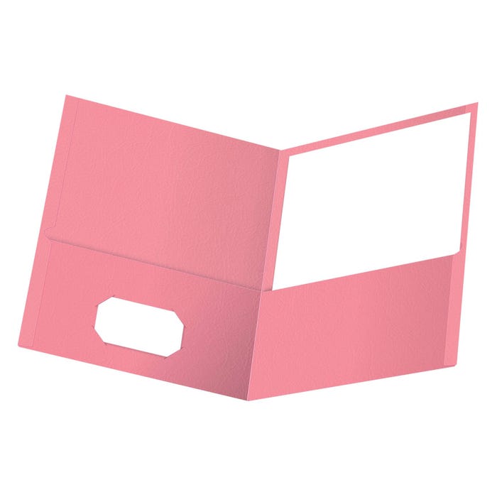 Oxford Two Pocket Folders, Textured Paper, Letter Size, Pink, Box of 25