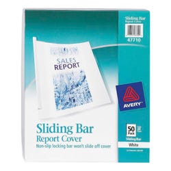 Avery Sliding Bar Report Cover, 8-1/2 x 11 Inches, 20 Sheet Capacity, White/Clear, Pack of 50
