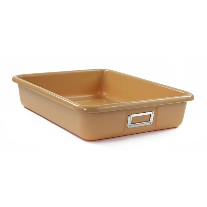 Shirley K's Tan Storage Bin, 16-3/8 x 13-1/8 x 3-1/2 Inches, Tan
