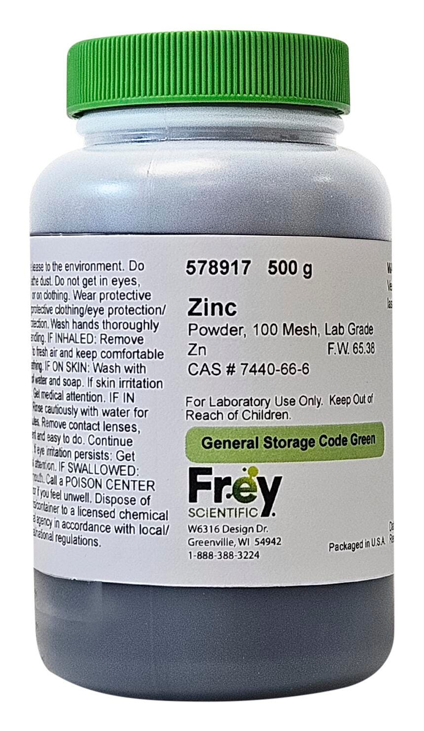 Image for Frey Scientific Zinc Powder, 100 Mesh, 500g, Lab Grade from School Specialty