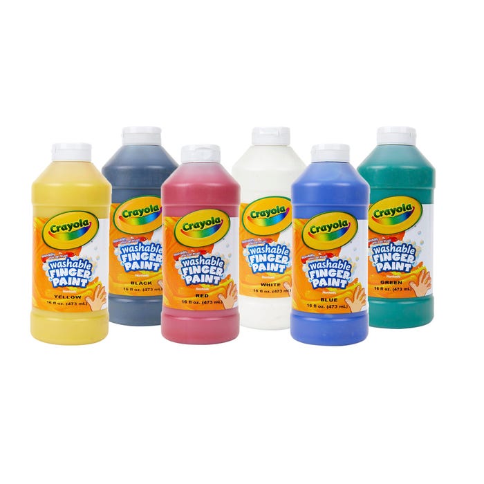 Crayola Washable Finger Paints, 1 Pint Bottles, Assorted Colors, Set of 6
