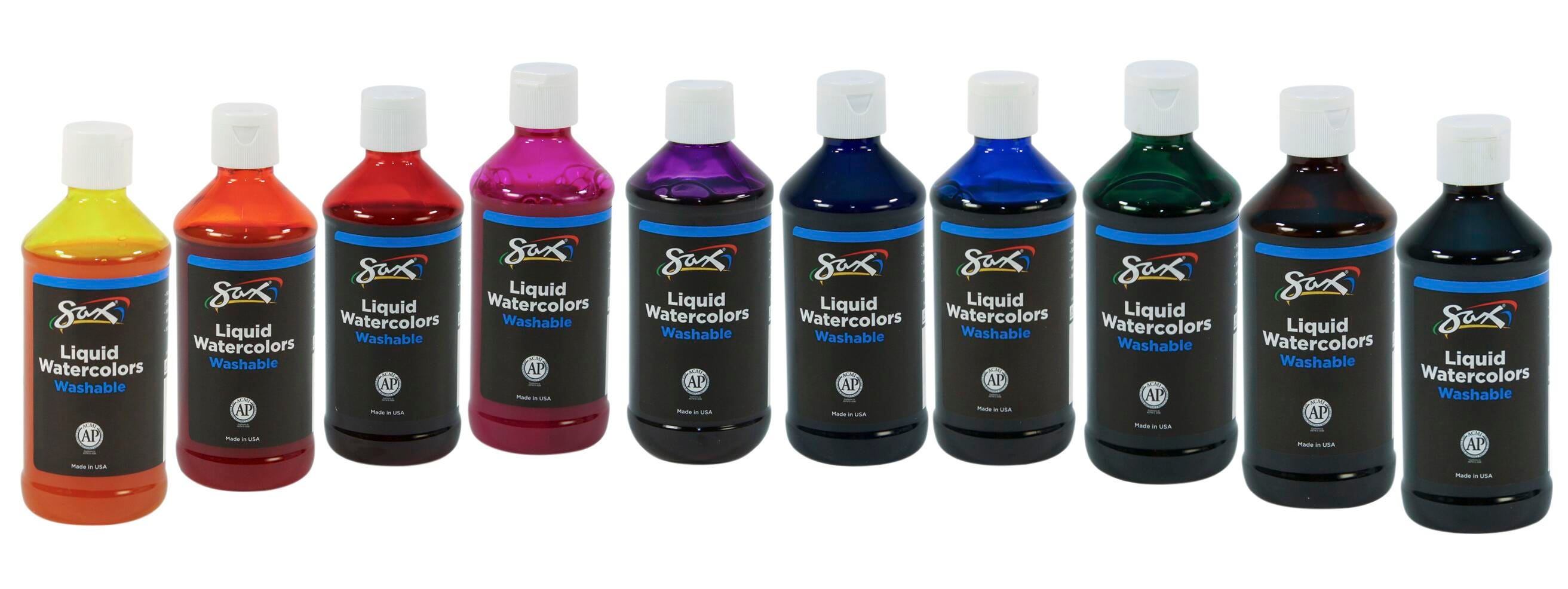 Sax Liquid Washable Watercolor Paint, 8 Ounces, Assorted Colors, Set of 10 1567861