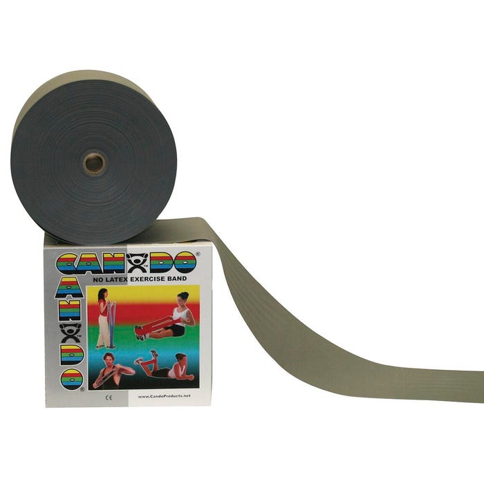 CanDo Latex Free Exercise Band, 50 Yard Roll, Silver, XX-heavy