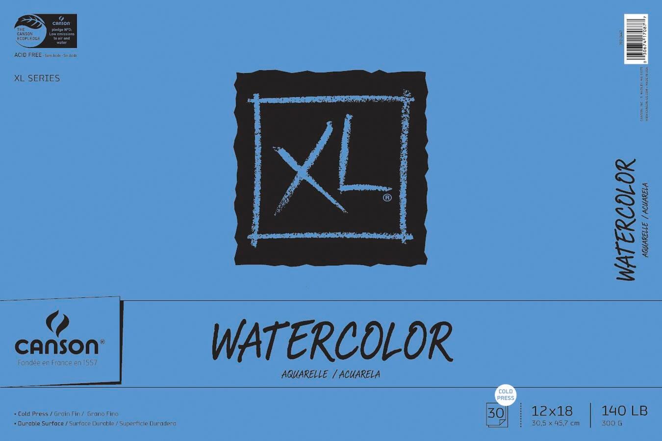 Image for Canson XL Watercolor Pad, Wireless, 12 x 18 Inches, 140 lb, 30 Sheets from School Specialty