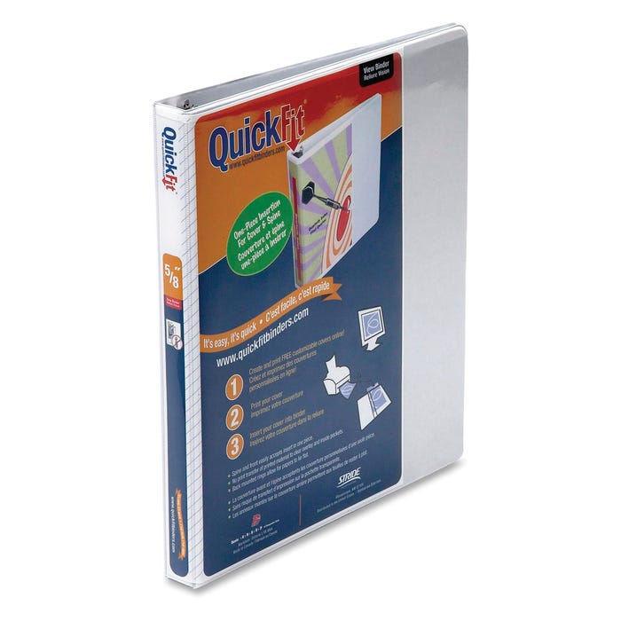 Stride QuickFit View Binder, 5/8 Inch D-Ring, White